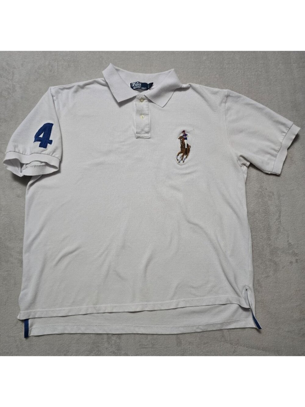 Polo Ralph Lauren Mens White Cotton Flesh Pony #4 Short Sleeve Polo Shirt XXXL